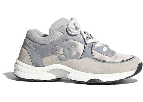 chanel low top trainer cc dark grey|grey Chanel sneakers.